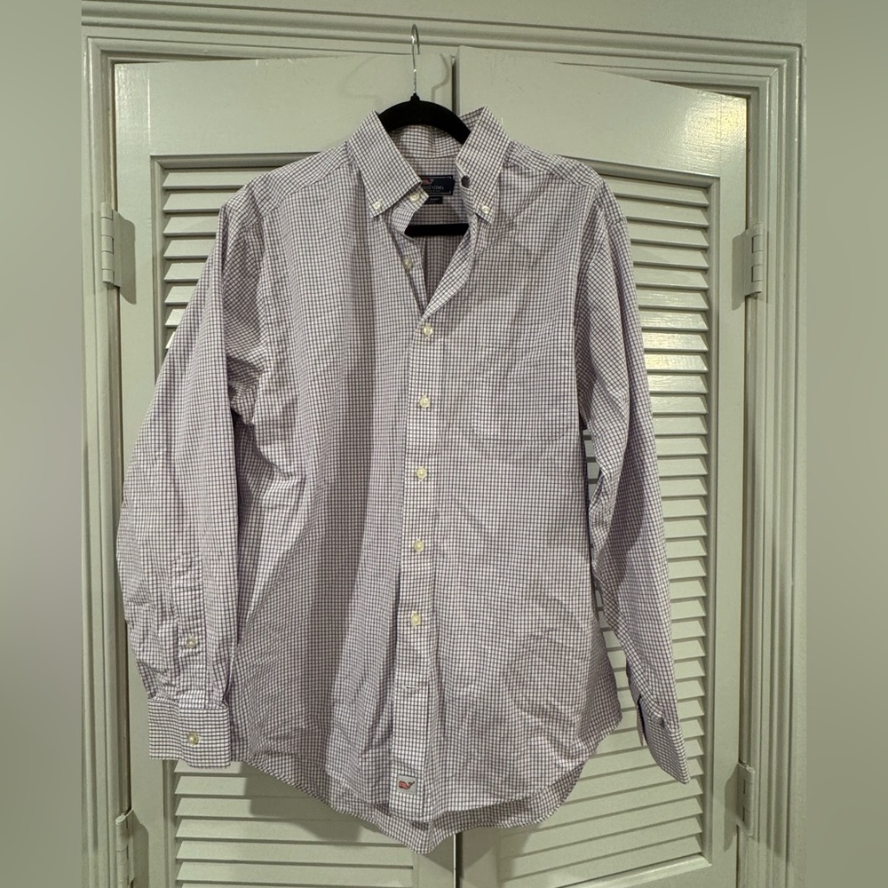 Vineyard Vines Men's Light Purple Check Button-Down Shirt